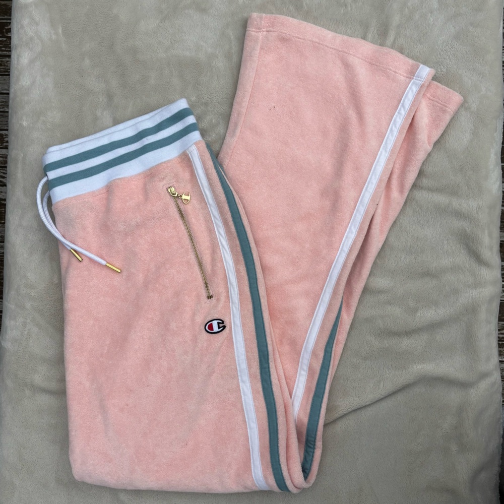 Large Retro Champion Pink Wide Leg Sweatpants
